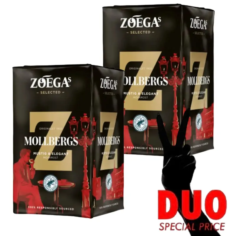 DUO Zoegas Mollbergs Blandning - Ground Dark Roasted Coffee 450 g X 2
