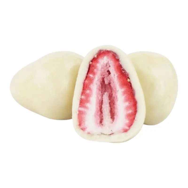 Echte Erdbeeren in weißer Schokolade – 200g | Premium Schoko-Dragees