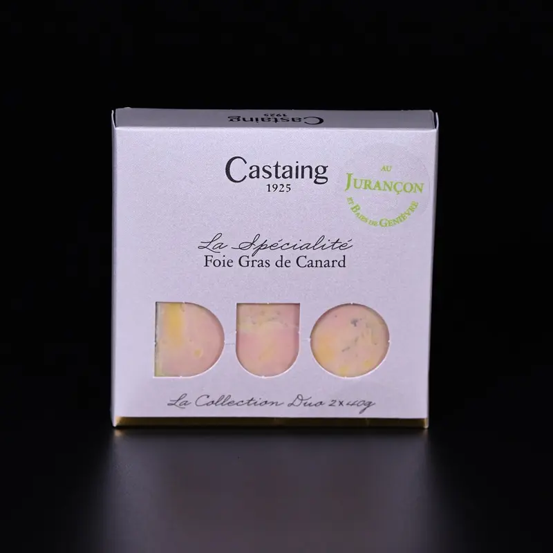 Entenleber Tranche mit Wacholder und Juraçon mariniert | Castaing | FR | 2x 40g