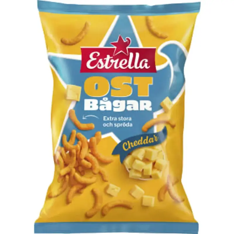 Estrella Ostbågar Cheddar Extra Stora - Cheese bars Cheddar Snacks - 210 g