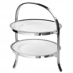 Etagere 2er mit Teller Platinrand