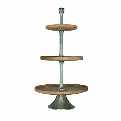 Etagere Mangoholz/Alu 3 stöckig