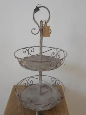 Etagere metall H 62.5cm 2 stöckig