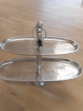 Etagere Nickel oval 2 stöckig 73x25x55cm