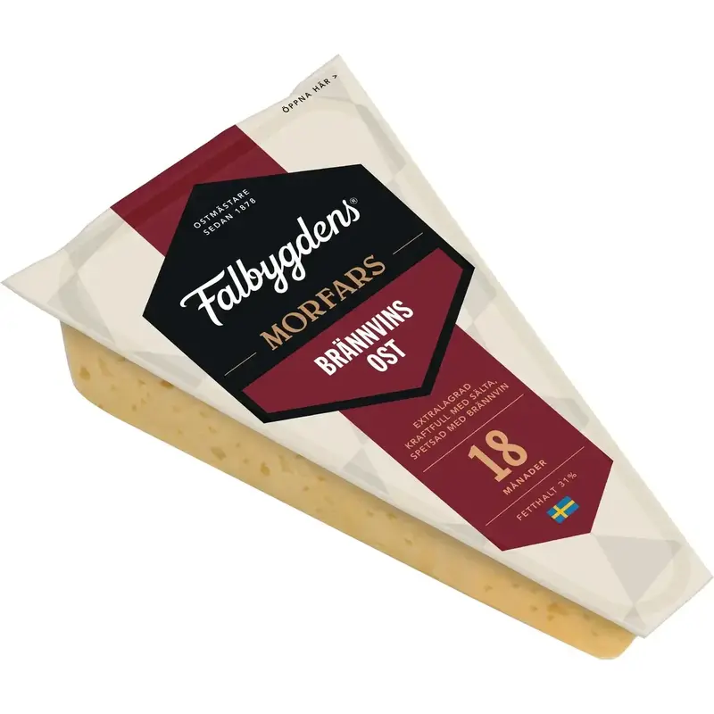 Falbygdens Morfars Brännvinsost 31% - Grand Dads Extra Strong Brandy Cheese 530g