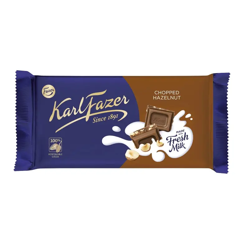 Fazer Chokladkaka Hasselnöt - Chopped Hazelnut Chocolate Bar 145g