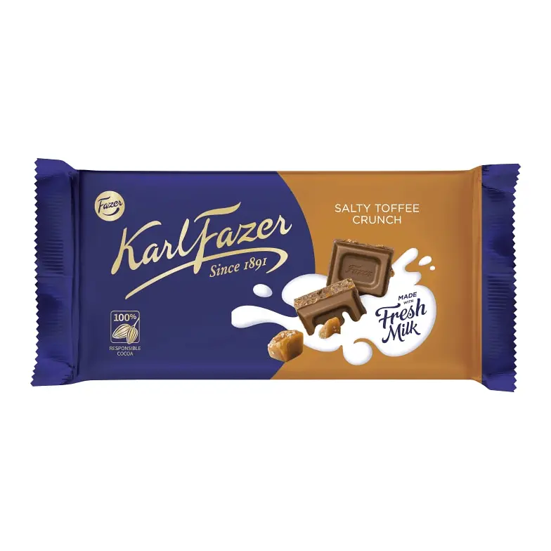 Fazer Chokladkaka Salty Toffee Crunch - Chocolate Bar Salty Toffee Crunch 145g