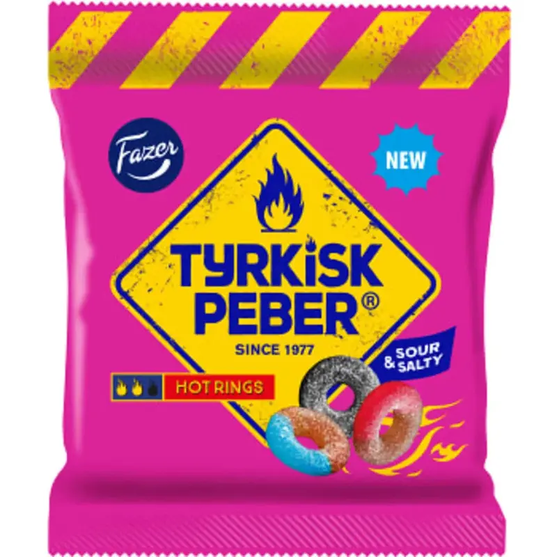 Fazer Tyrkisk Peber Hot Rings - pepper Hot rings Liquorice Candy - 150g