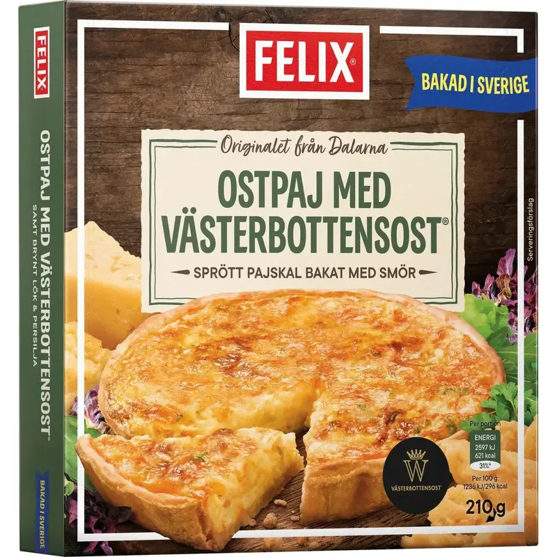 Felix Västerbottensostpaj Fryst - Västerbotten cheese pie frozen - 210g