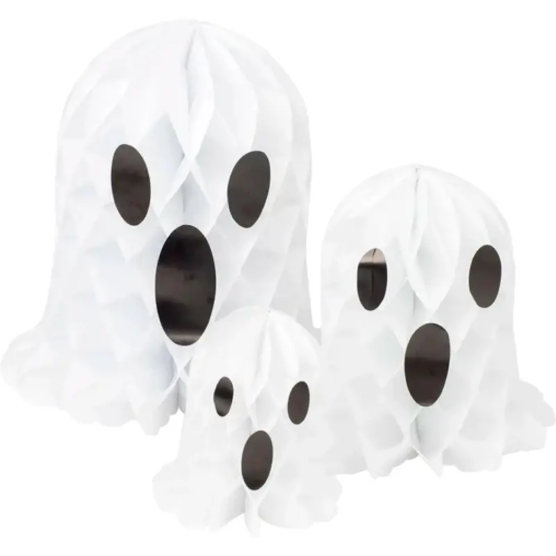 Festive Honeycomb Spöke – Honeycomb Ghost Decorations - 30cm, 3-p
