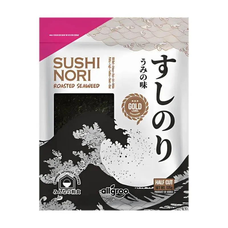 Feuilles d'algues Nori pour sushi coupée en deux- ALLGROO - 100 feuilles (125g)