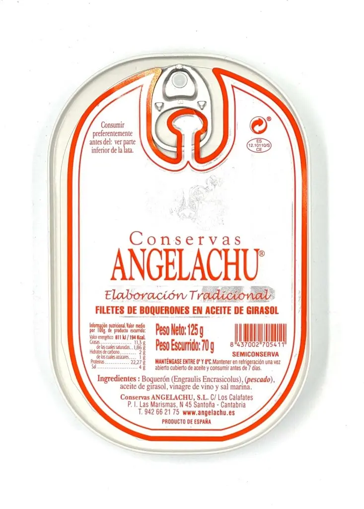Filets d'anchois non salés à l'huile et vinaigre