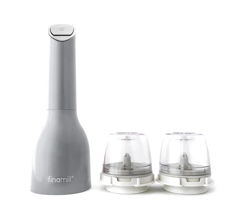 FinaMill – Pfeffermühle & Gewürzmühle in einem. 1 Mühle Stein-Grau, 2 Pods