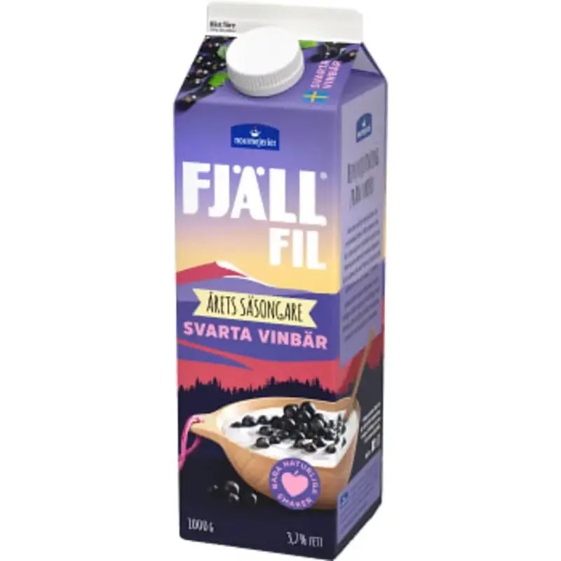 Fjällfil Filmjölk Svarta Vinbär 3,7% - Blackcurrant Milk - 1l