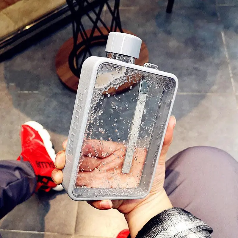 Flache Wasserflasche 380ml — auslaufsicher & platzsparend