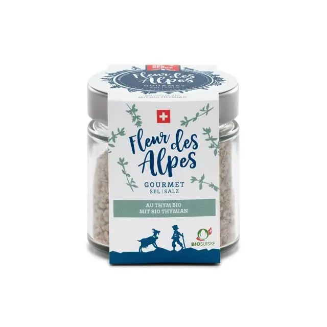 Fleur des Alpes Gourmet Salz mit Schweizer Biothymian, 130g