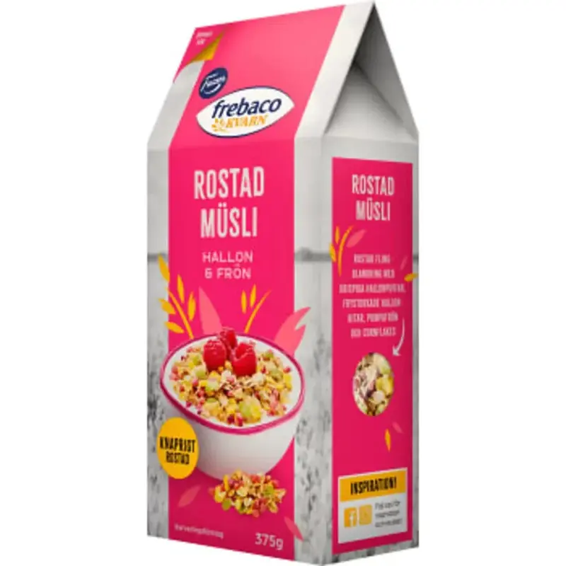Frebaco Rostad Müsli Hallon & Frön - Roasted Muesli Raspberry & Seeds - 375g
