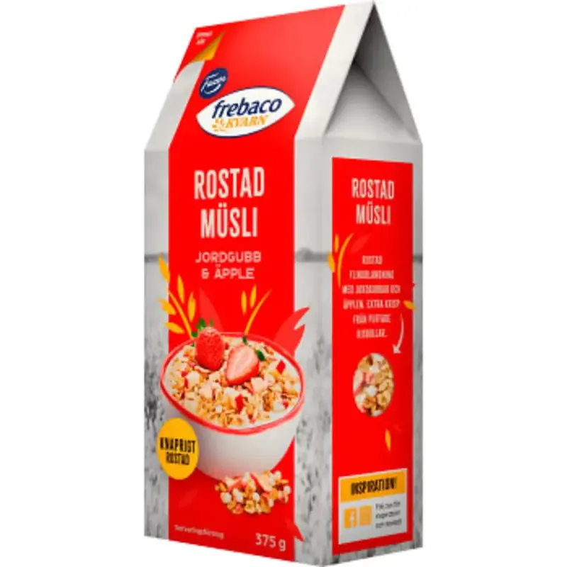 Frebaco Rostad Müsli jordgubb & Äpple - Roasted Muesli Strawberry & Apple - 375g