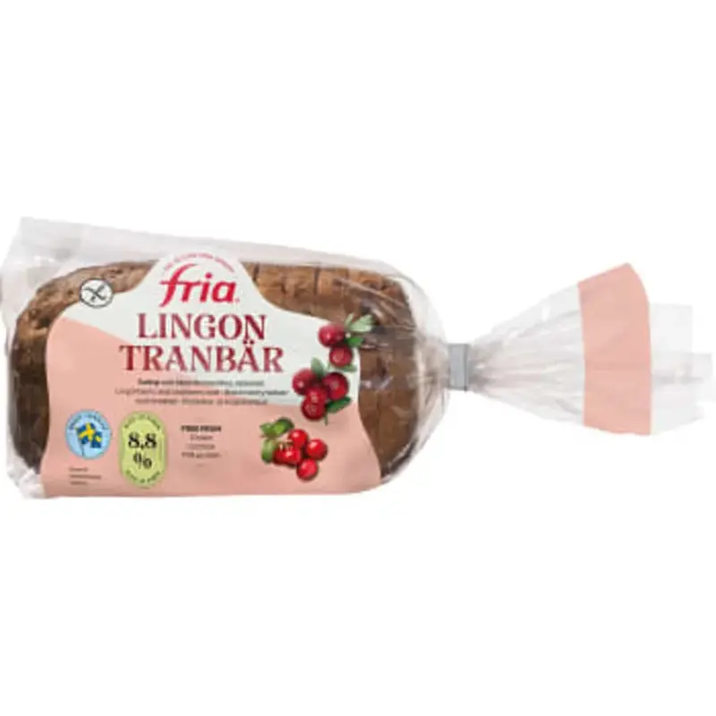 Fria Lingon & Tranbärbröd Glutenfri Fryst - Lingonberry & Cranberry Bread Frozen - 500 g