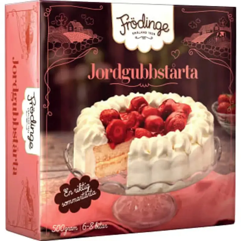 Frödinge Jordgubbstårta Fryst - Strawberry cake Frozen - 500g