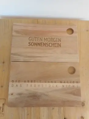 Frühstücksbrett mit Spruch