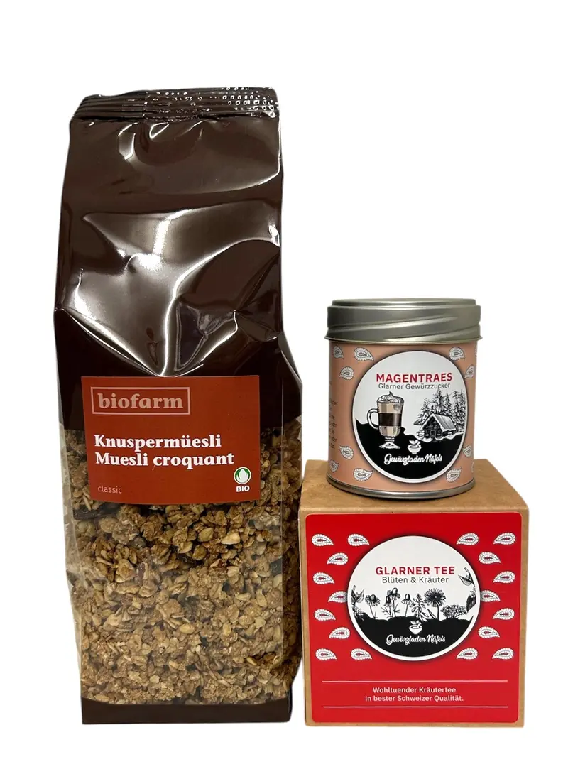 Geschenk Knuspermüsli + Glarner Tee + Magenträs