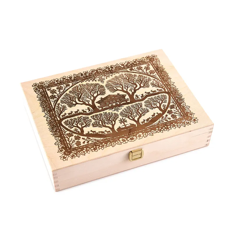 Geschenkbox mit Scherenschnitt-Motiv und 12 Gläsern Schweizer Honig à 85g