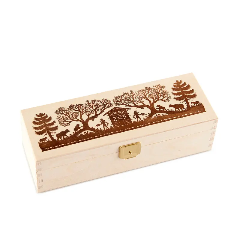 Geschenkbox mit Scherenschnitt-Motiv und 3 Gläsern Honig à 85g aus der ganzen Schweiz