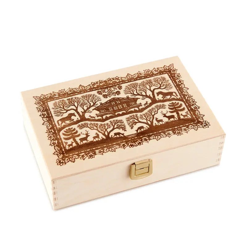 Geschenkbox mit Scherenschnitt-Motiv und 6 Gläsern Schweizer Honig à 85g