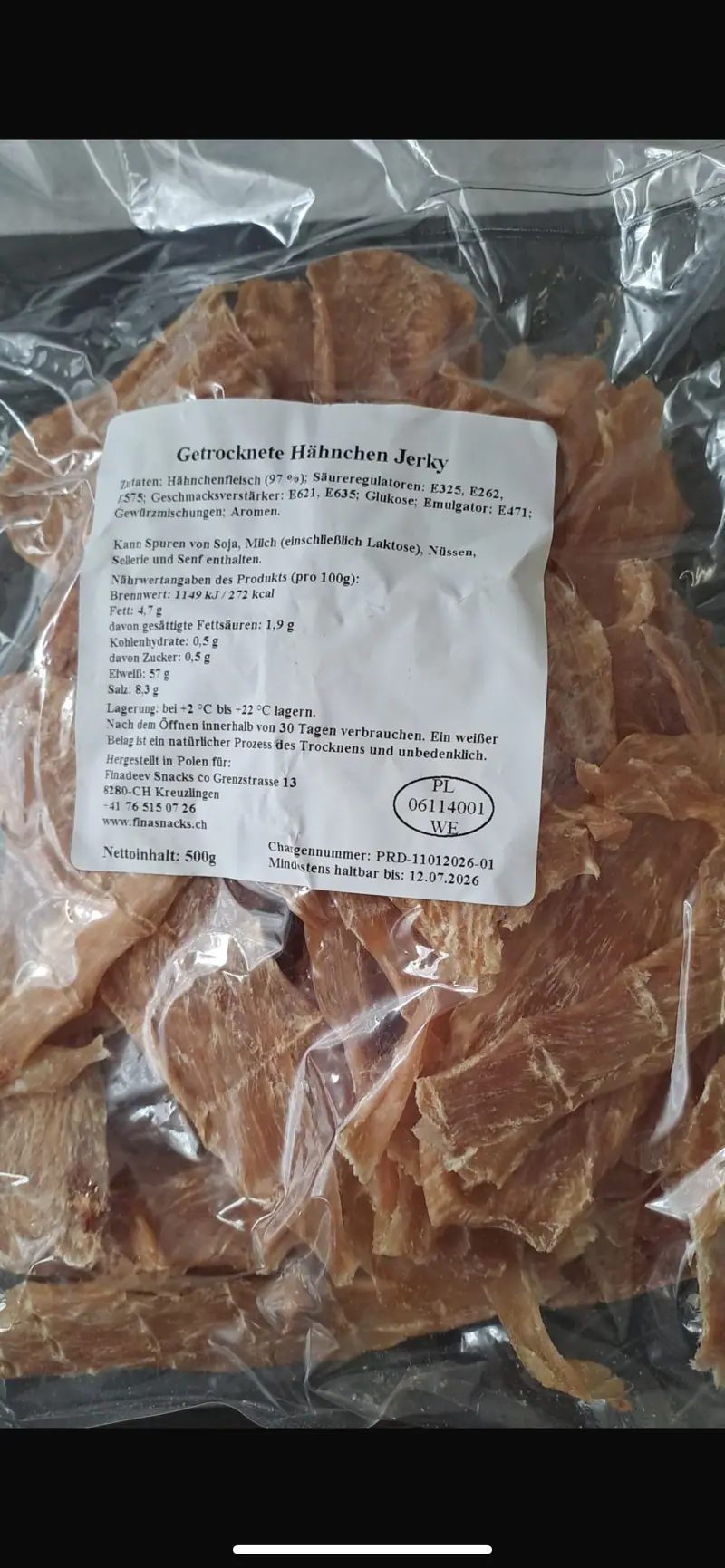 Getrocknete Hähnchen Jerky