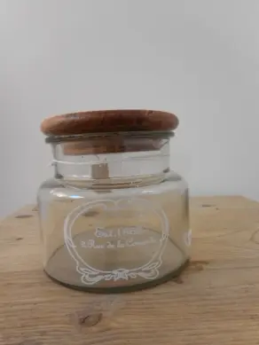 Glasdose mit Holzdeckel H 11 cm