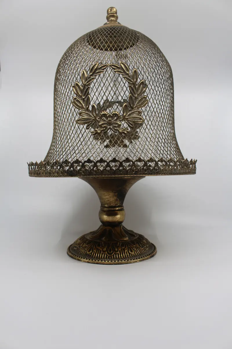 Glocke auf Fuss antik gold gross