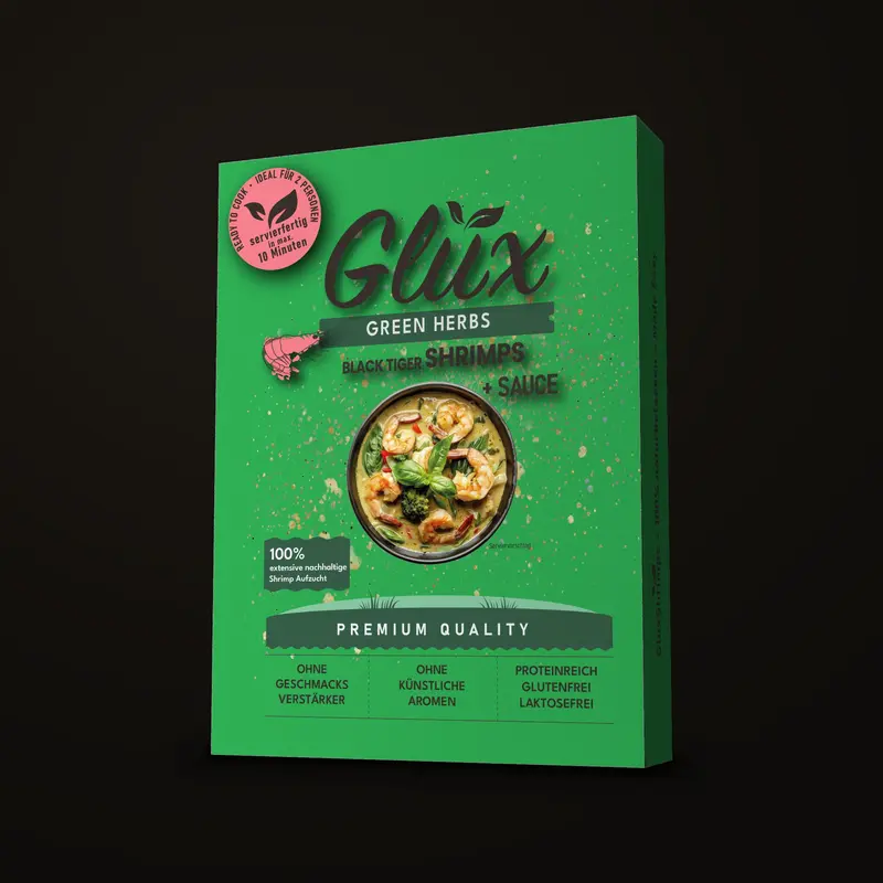 GlüxShrimps Ready to Cook «Green Herbs», Black Tiger Crevetten, 350 g