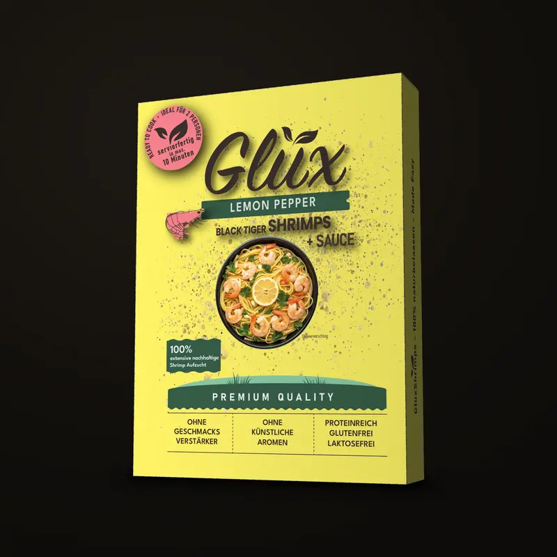 GlüxShrimps Ready to Cook «Lemon Pepper», Black Tiger Crevetten, 350 g