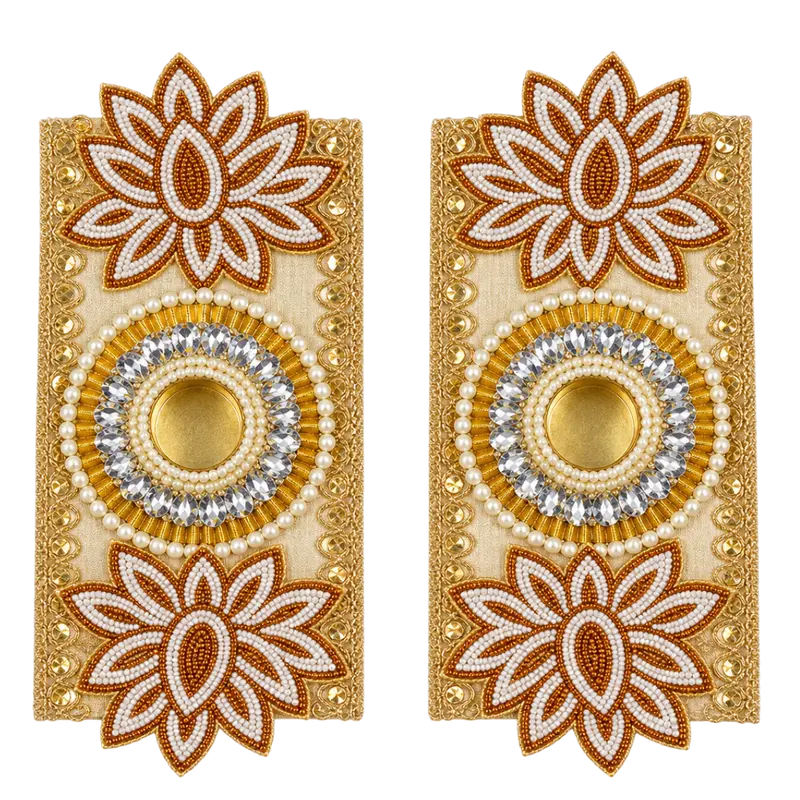 Golden Flower Pearl Diya – 1 Pc