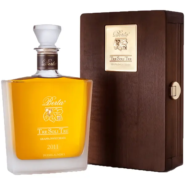 Grappa Berta Tre Soli Tre in Holzkiste - 70cl