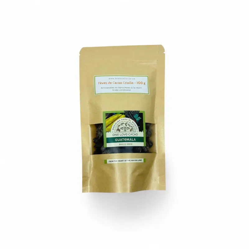 Guatemala, Fèves de cacao Raíces Maya (Criollo, torréfaction légère au feu de bois, 100g)