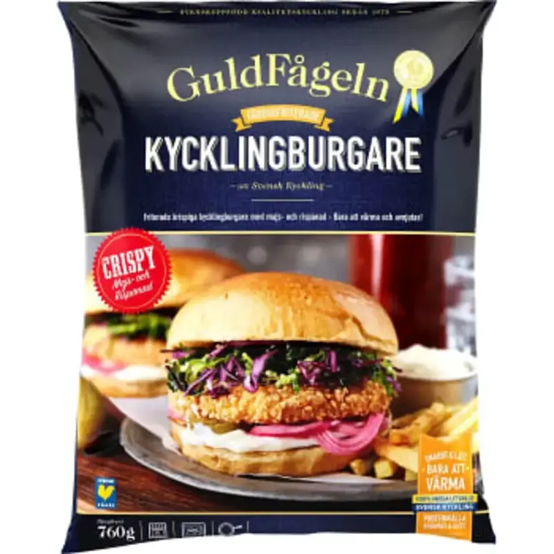 Guldfågeln Kycklingburgare Fryst 8-p - Chicken Burger Frozen 8p - 760g