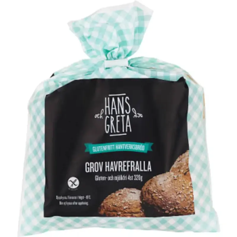 Hans & Greta Grov Havrefralla Glutenfri 4-p -Coarse Oat Roll Gluten-free Frozen 4-p - 320 g
