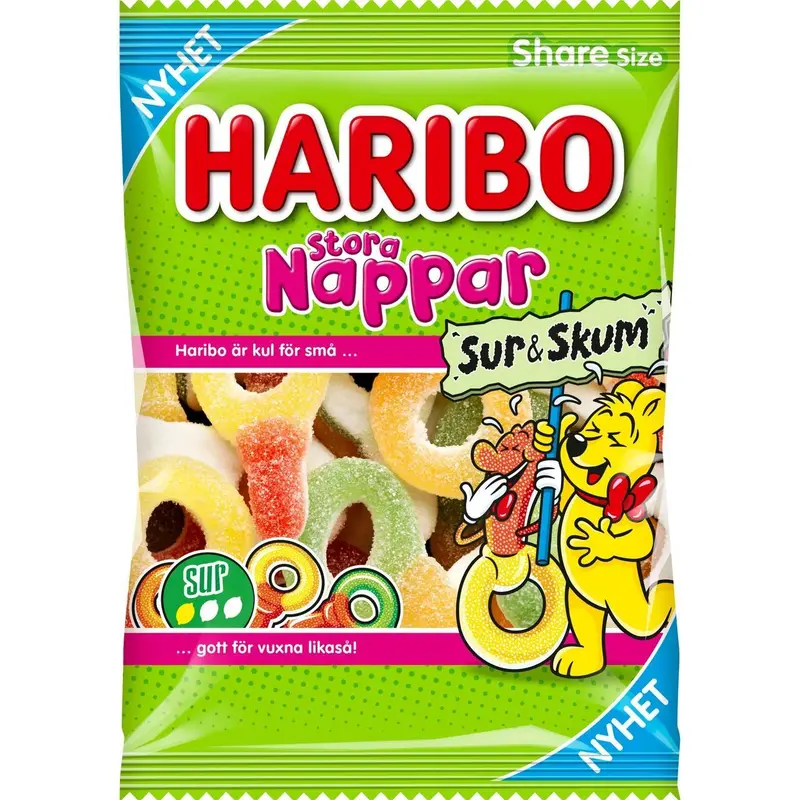 Haribo Stora Nappar Sur & Skum - Big Pacifiers Sour & Foam - 150g