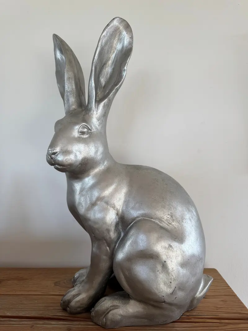 Hase silber 28x17x47cm