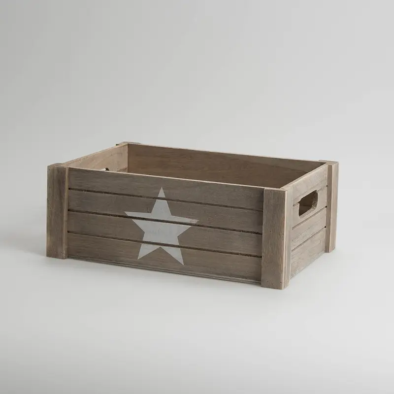 Holzkiste grau/braun mit Stern