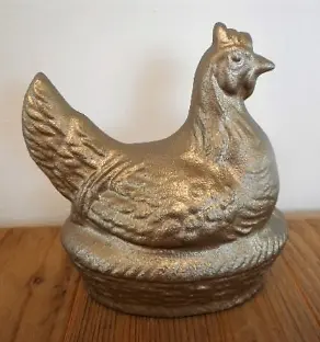 Huhn Agathe altsilber 15cmx15cm
