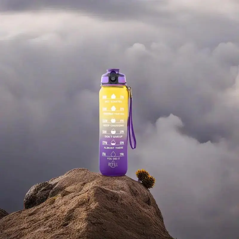 HydroMotiv Trinkflasche — mit Zeitmarkierung und Motivationssprüchen