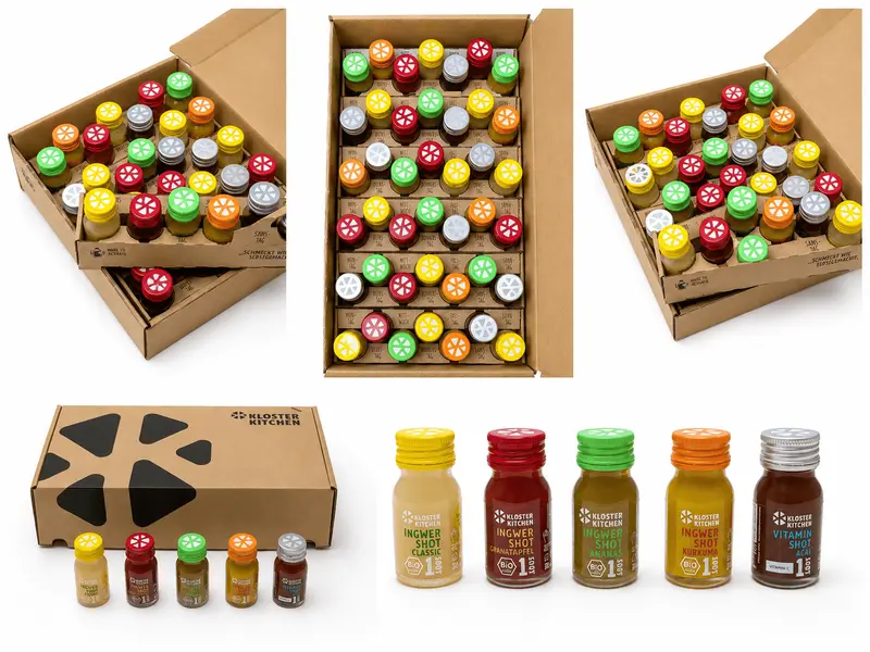 Ingwer Shot Kur (gemischt) - 42 Shots - Box - Classic, Kurkuma, Granatapfel, Ananas und Vitamin Shot Acai