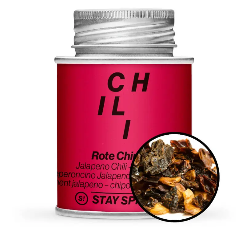 Jalapeno-Chili rot "Chipotled" geschrotet