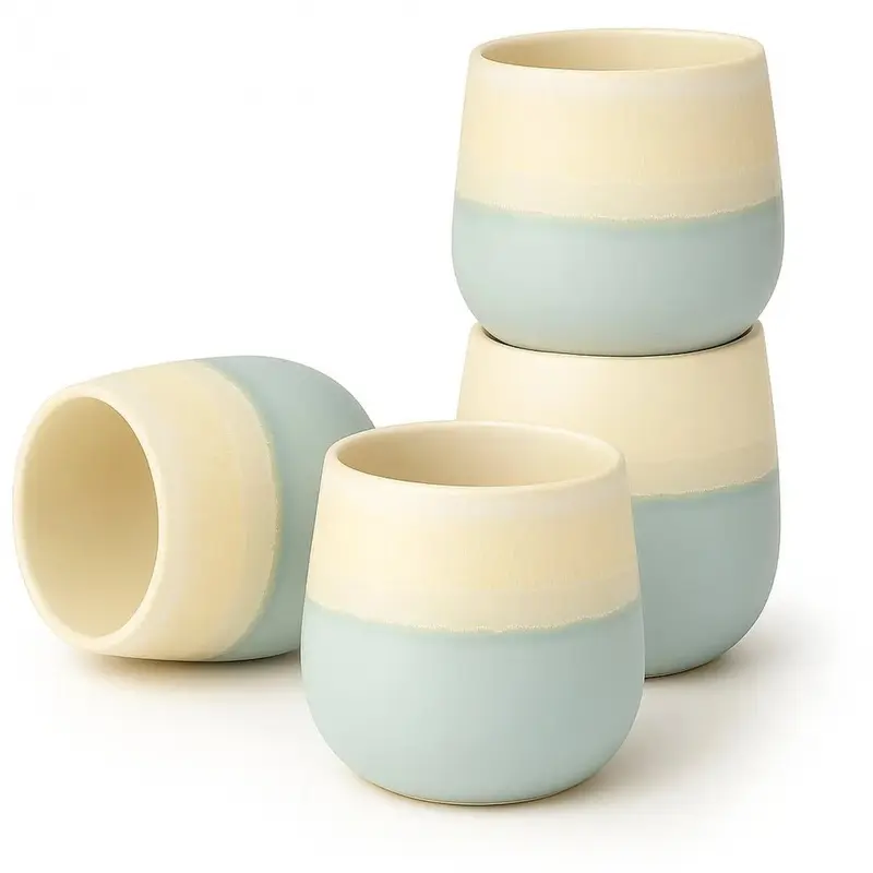 Japanisches Teebecher Set "Meer" aus Keramik (4 Stück)