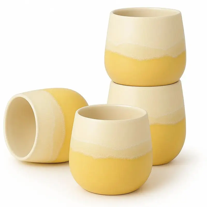 Japanisches Teebecher Set "Sonnenschein" aus Keramik (4 Stück)