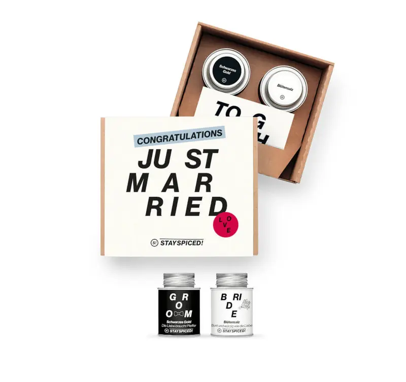 Just Married - BRIDE & GROOM | Geschenke Set | 2 Gewürze