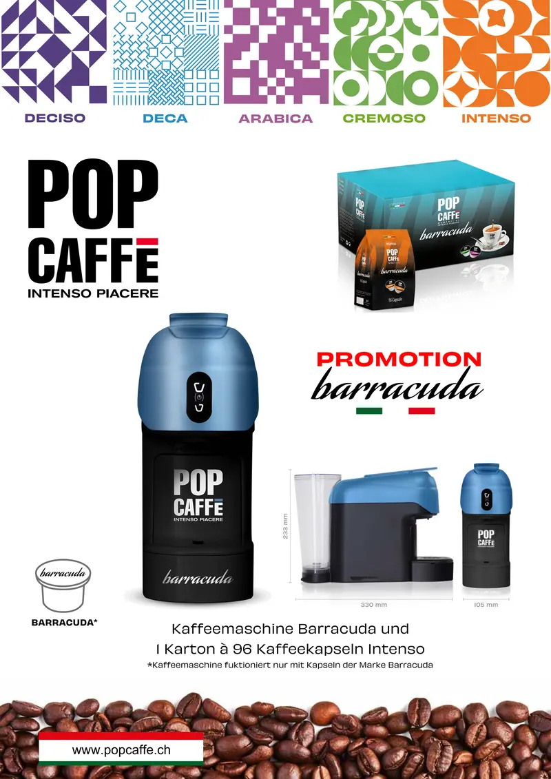 Kaffeemaschine Barracuda Promotion inkl. 96 Kapseln geschenkt